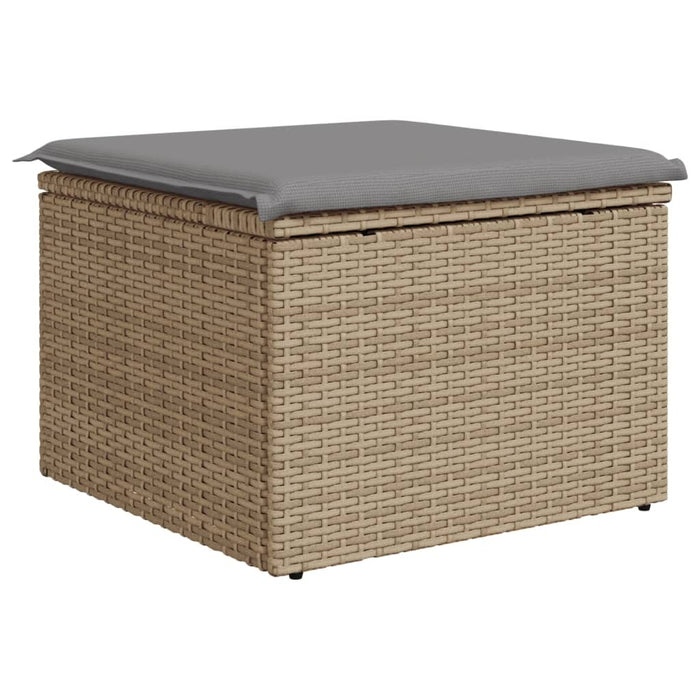 Sgabello Giardino con Cuscino Beige 55x55x37 cm in Polyrattan 366092