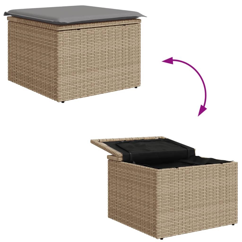 Sgabello Giardino con Cuscino Beige 55x55x37 cm in Polyrattan 366092