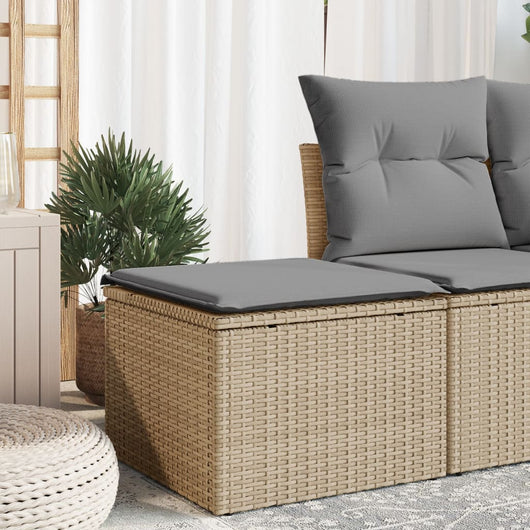 Sgabello Giardino con Cuscino Beige 55x55x37 cm in Polyrattan 366092