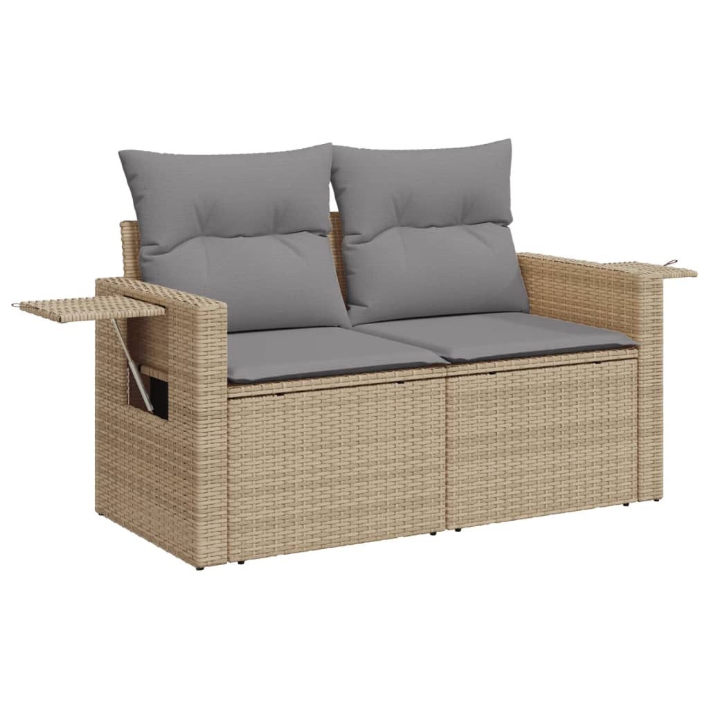 Divano da Giardino con Cuscini a 2 Posti Beige in Polyrattan 366094