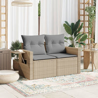 Divano da Giardino con Cuscini a 2 Posti Beige in Polyrattan 366094