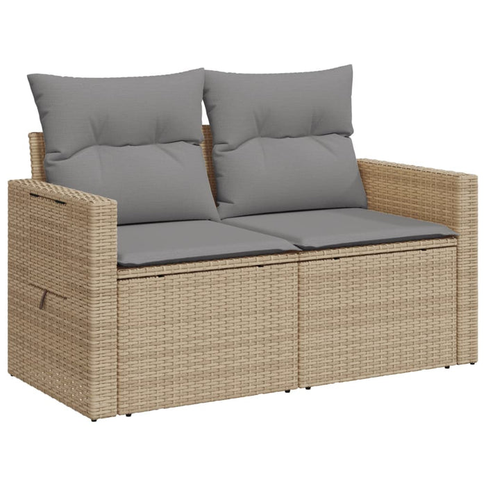 Divano da Giardino con Cuscini a 2 Posti Beige in Polyrattan 366094