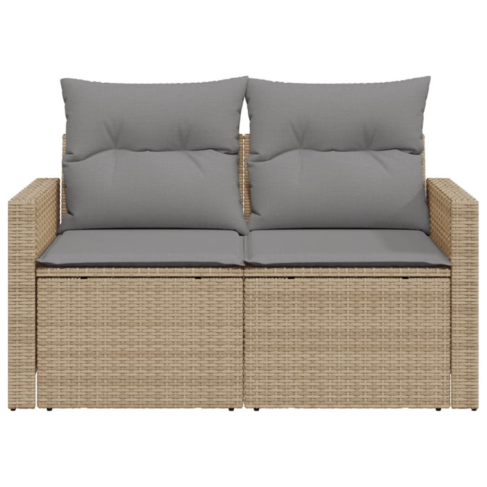 Divano da Giardino con Cuscini a 2 Posti Beige in Polyrattan 366094