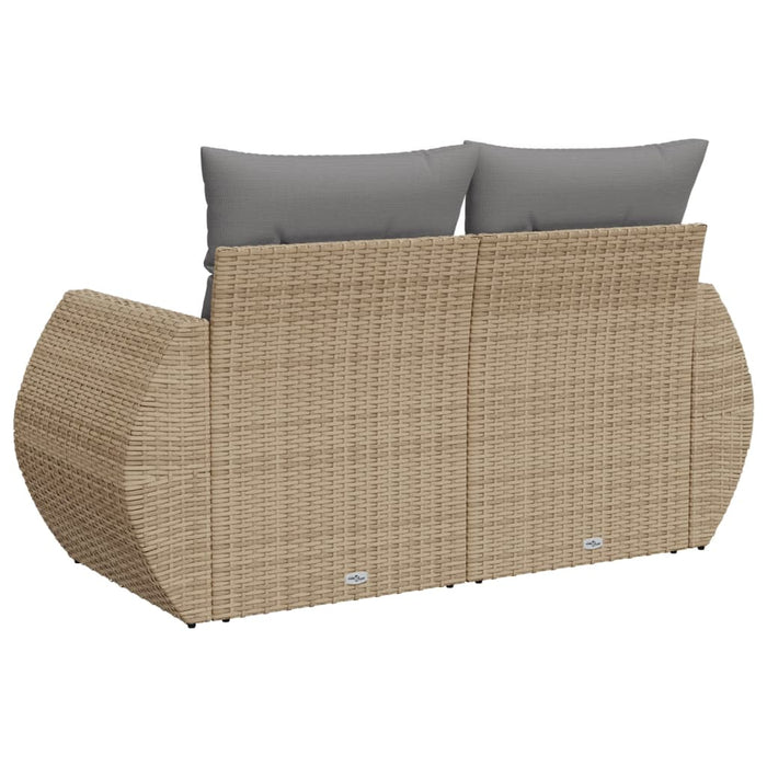 Divano da Giardino con Cuscini a 2 Posti Beige in Polyrattan 366094