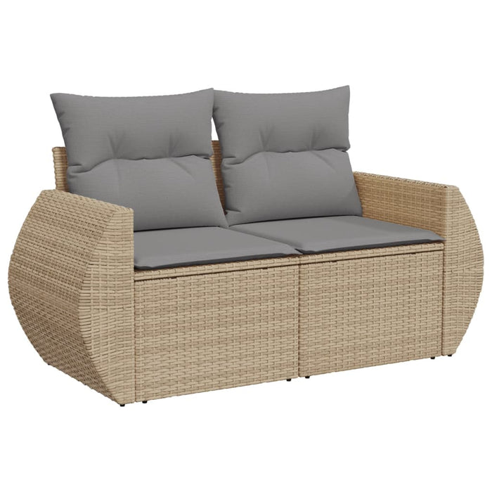 Divano da Giardino con Cuscini a 2 Posti Beige in Polyrattan 366095