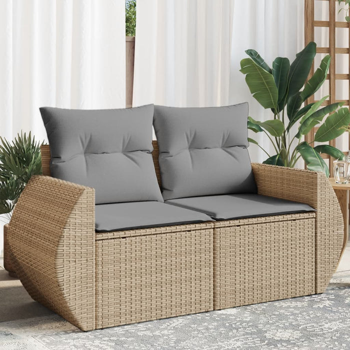 Divano da Giardino con Cuscini a 2 Posti Beige in Polyrattan 366095