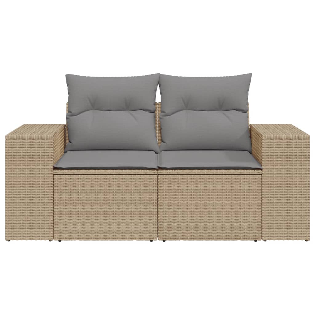 Divano da Giardino con Cuscini a 2 Posti Beige in Polyrattan 366096