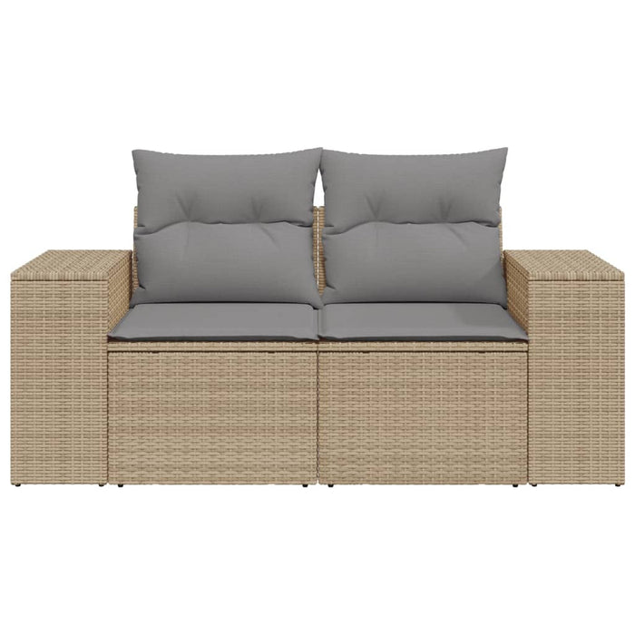 Divano da Giardino con Cuscini a 2 Posti Beige in Polyrattan 366096