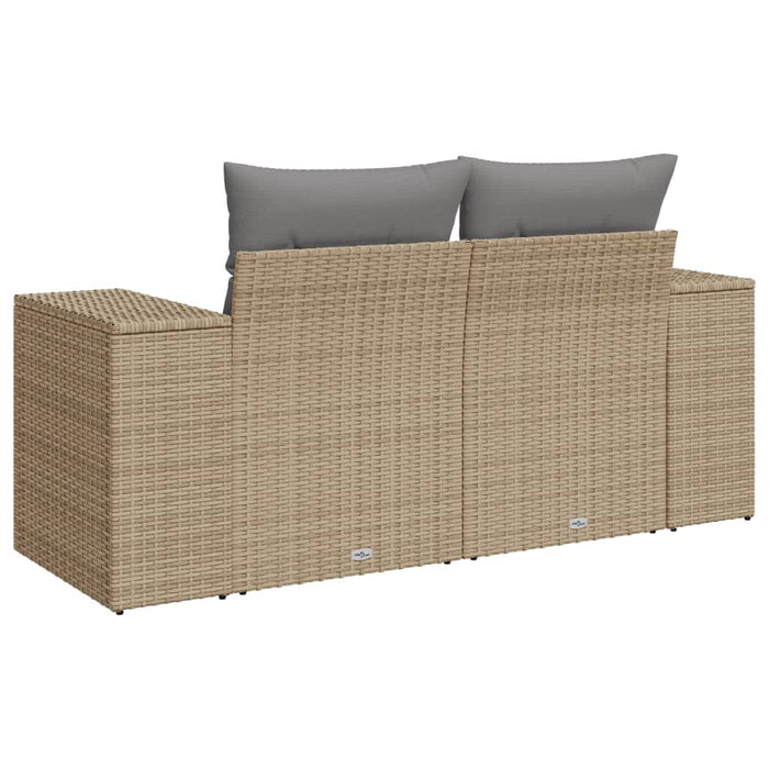 Divano da Giardino con Cuscini a 2 Posti Beige in Polyrattan 366096