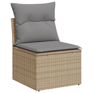 Divano Giardino Senza Braccioli con Cuscini Beige in Polyrattan 366100