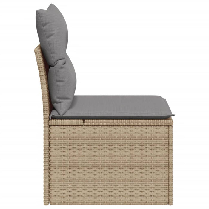 Divano Giardino Senza Braccioli con Cuscini Beige in Polyrattan 366100