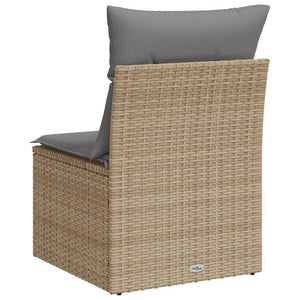 Divano Giardino Senza Braccioli con Cuscini Beige in Polyrattan 366100