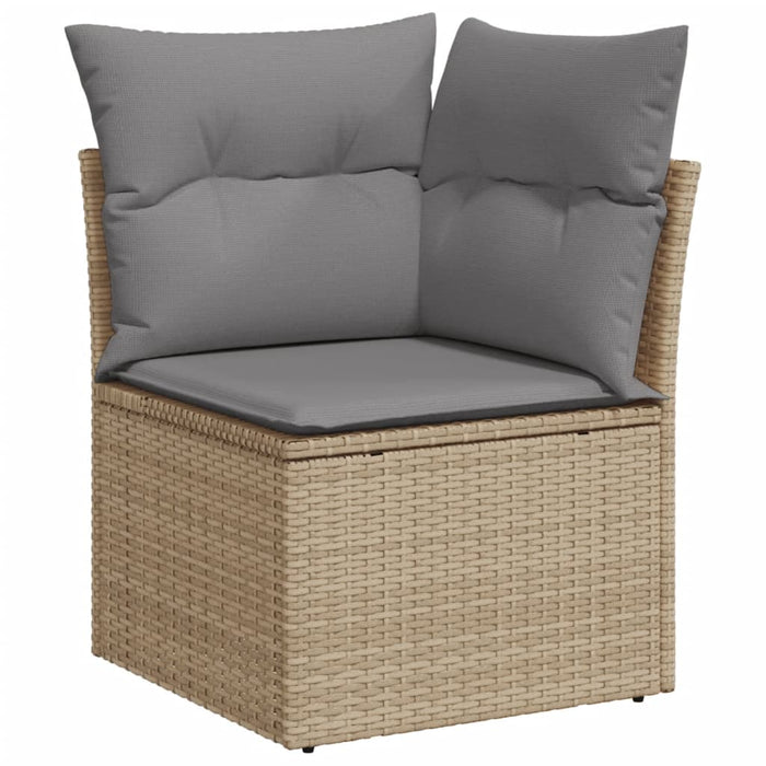 Divano Angolare da Giardino con Cuscini Beige in Polyrattan 366101