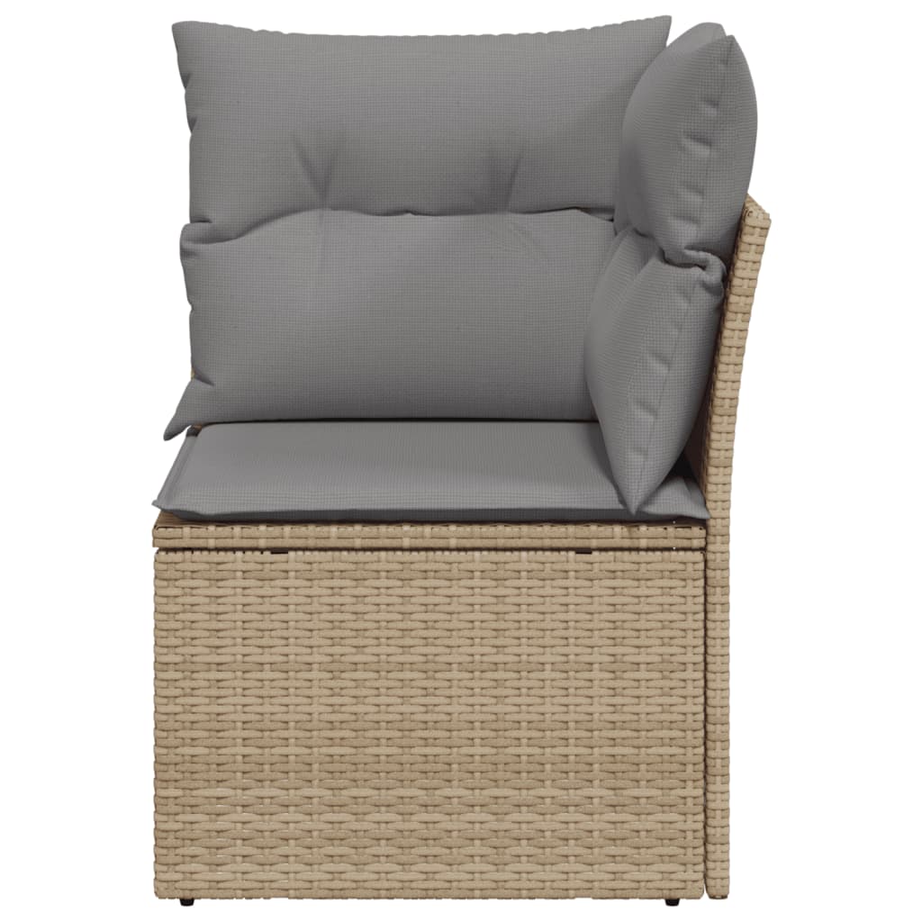 Divano Angolare da Giardino con Cuscini Beige in Polyrattan 366101