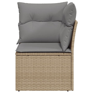 Divano Angolare da Giardino con Cuscini Beige in Polyrattan 366101