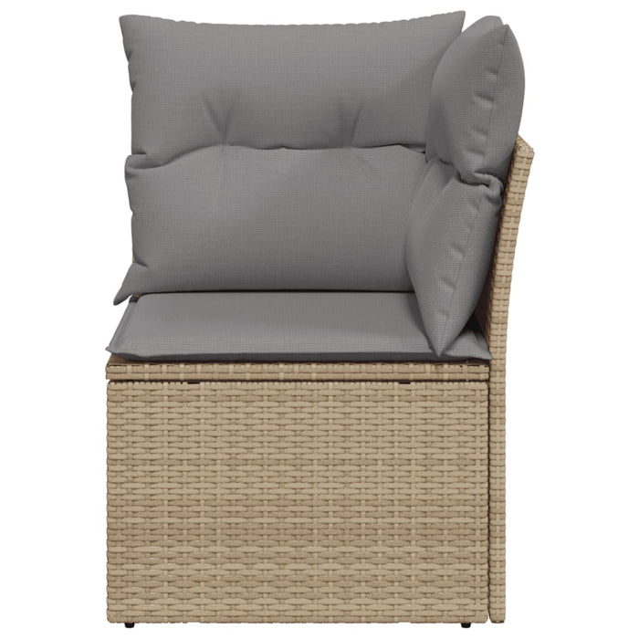 Divano Angolare da Giardino con Cuscini Beige in Polyrattan 366101