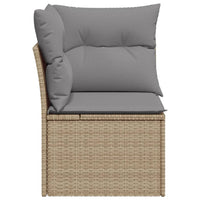 Divano Angolare da Giardino con Cuscini Beige in Polyrattan 366101