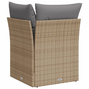 Divano Angolare da Giardino con Cuscini Beige in Polyrattan 366101