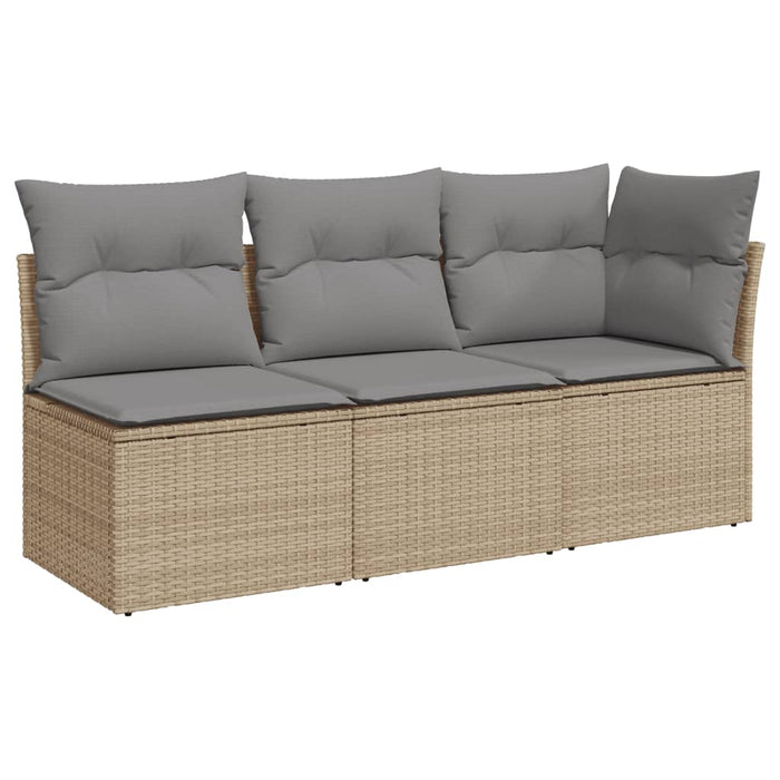 Divano da Giardino con Cuscini a 3 Posti Beige in Polyrattan 366103