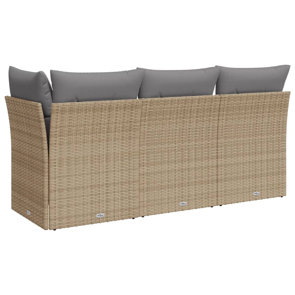 Divano da Giardino con Cuscini a 3 Posti Beige in Polyrattan 366103