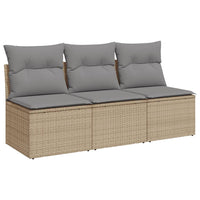 Divano da Giardino con Cuscini a 3 Posti Beige in Polyrattan 366104