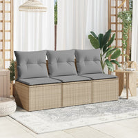 Divano da Giardino con Cuscini a 3 Posti Beige in Polyrattan 366104