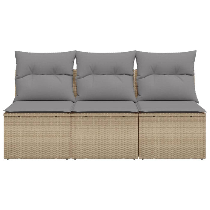 Divano da Giardino con Cuscini a 3 Posti Beige in Polyrattan 366104