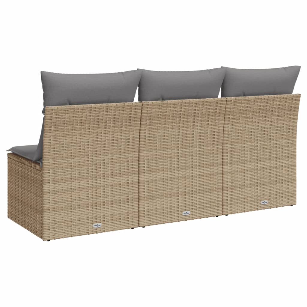 Divano da Giardino con Cuscini a 3 Posti Beige in Polyrattan 366104