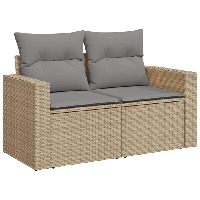 Divano da Giardino con Cuscini a 2 Posti Beige in Polyrattan 366105