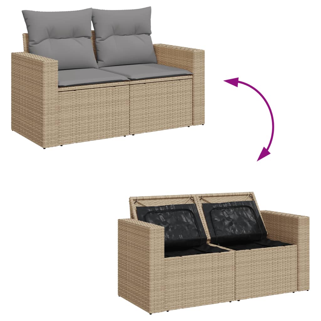 Divano da Giardino con Cuscini a 2 Posti Beige in Polyrattan 366105