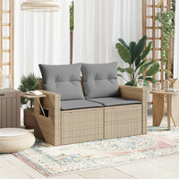 Divano da Giardino con Cuscini a 2 Posti Beige in Polyrattan 366106