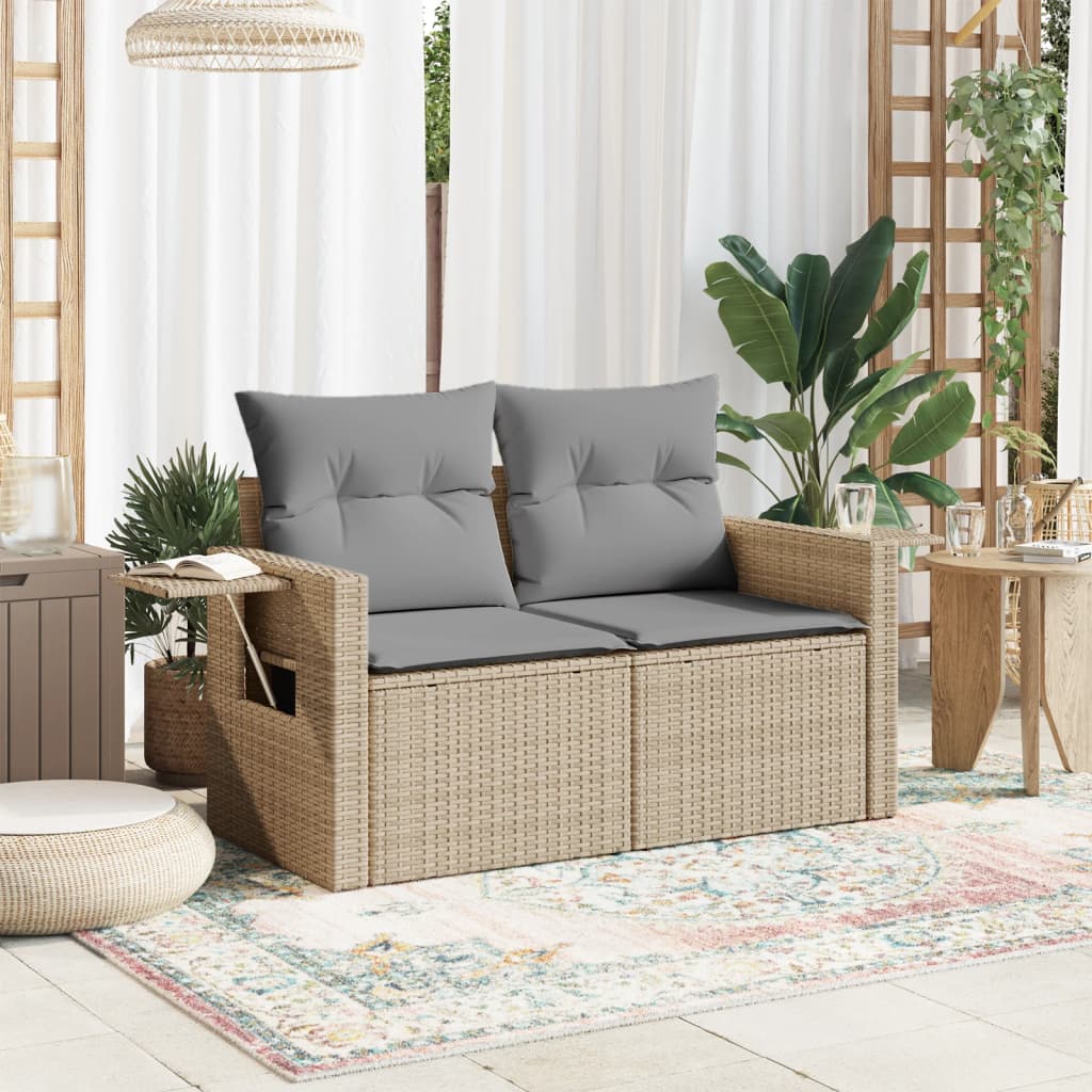 Divano da Giardino con Cuscini a 2 Posti Beige in Polyrattancod mxl 111107