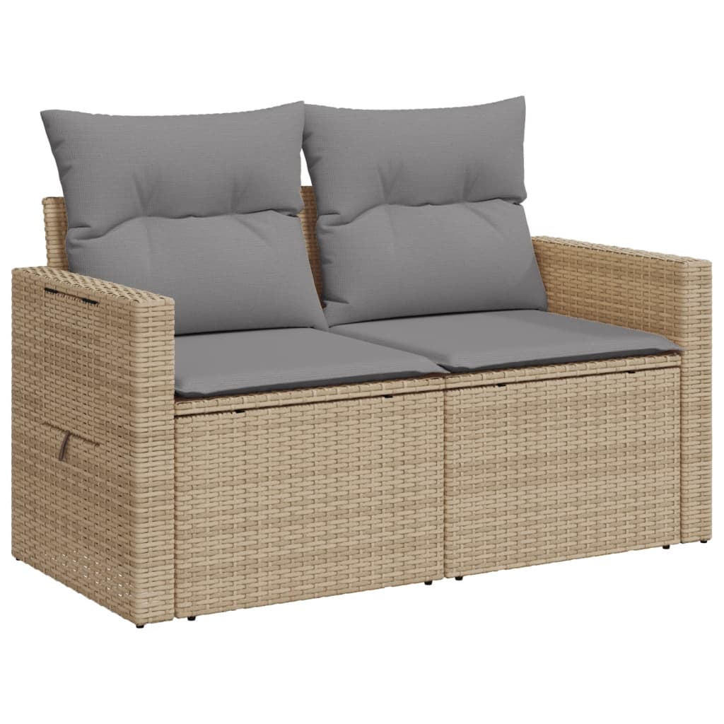 Divano da Giardino con Cuscini a 2 Posti Beige in Polyrattan 366106