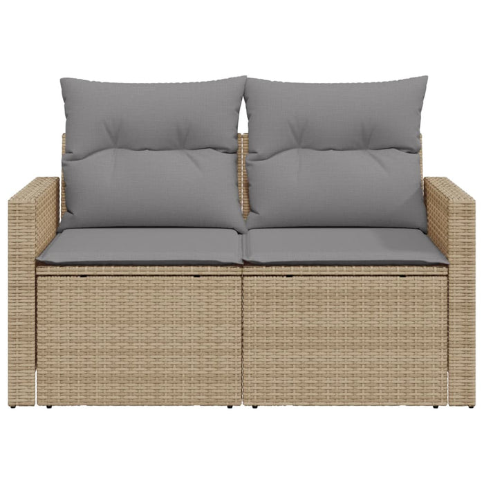 Divano da Giardino con Cuscini a 2 Posti Beige in Polyrattan 366106