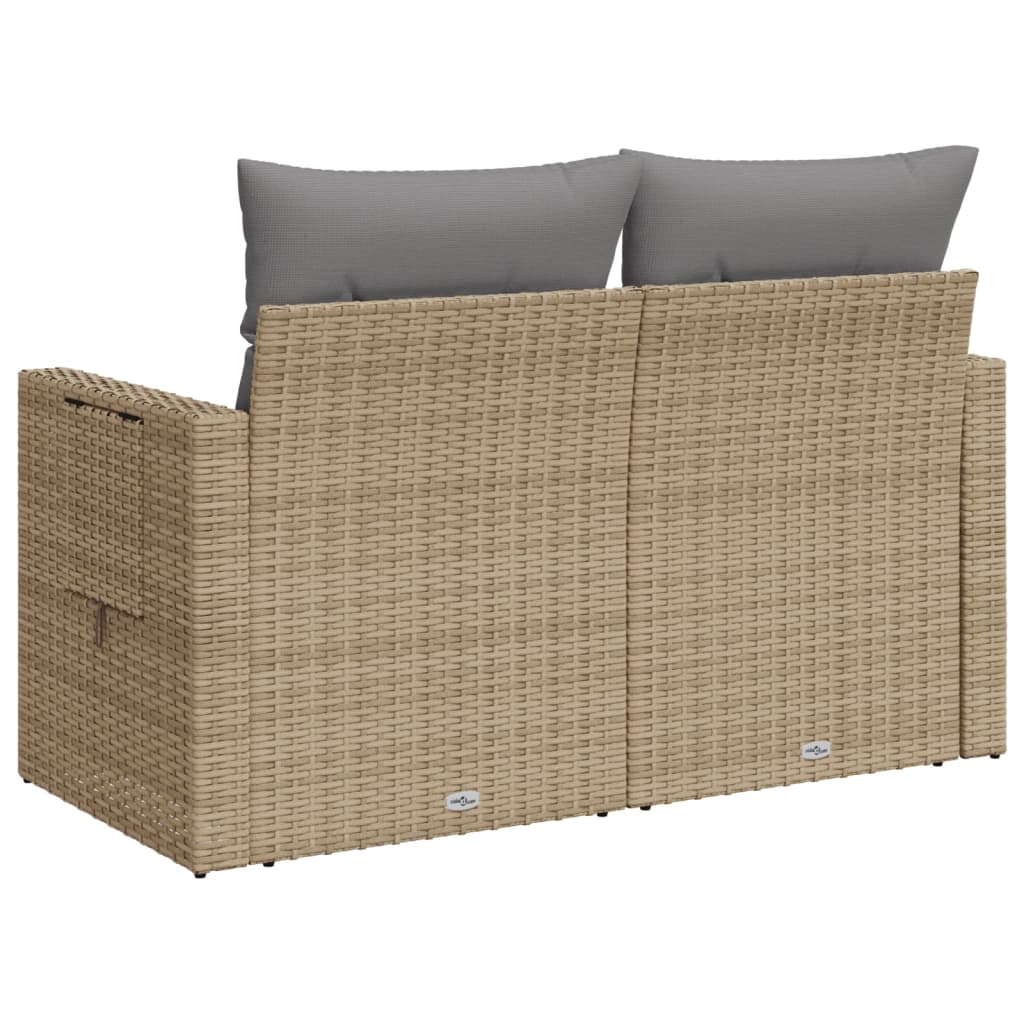 Divano da Giardino con Cuscini a 2 Posti Beige in Polyrattan 366106