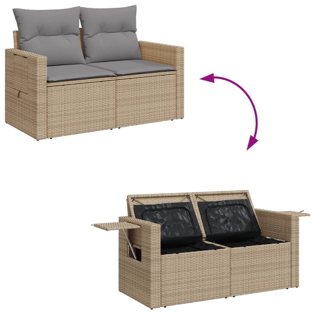 Divano da Giardino con Cuscini a 2 Posti Beige in Polyrattan 366106