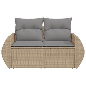 Divano da Giardino con Cuscini a 2 Posti Beige in Polyrattan 366107