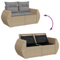 Divano da Giardino con Cuscini a 2 Posti Beige in Polyrattan 366107