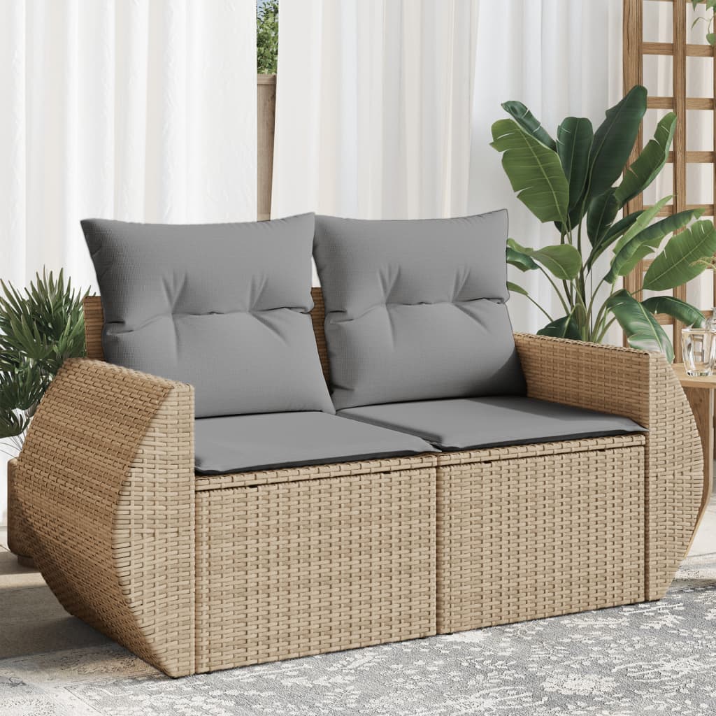 Divano da Giardino con Cuscini a 2 Posti Beige in Polyrattancod mxl 87099