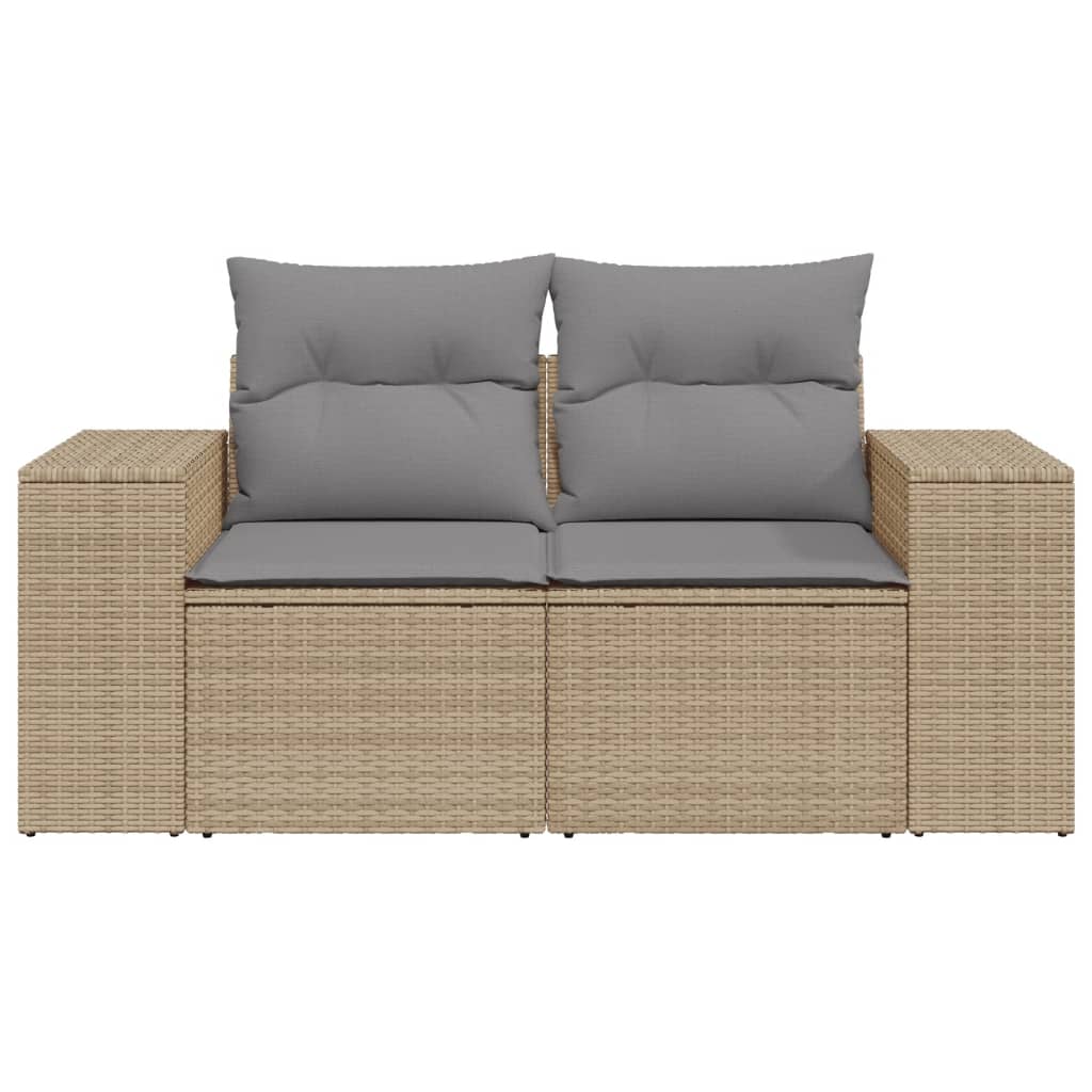 Divano da Giardino con Cuscini a 2 Posti Beige in Polyrattan 366108