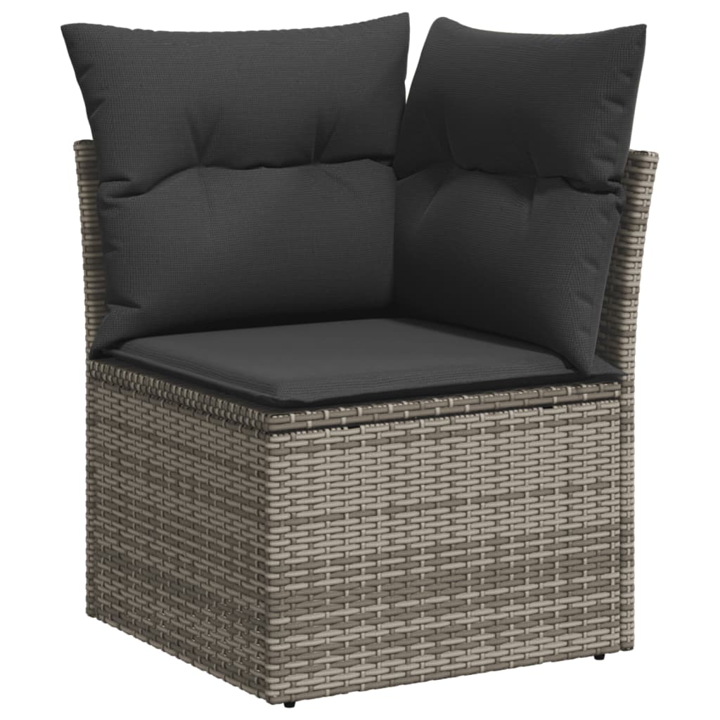 Divano Angolare da Giardino con Cuscini Grigio in Polyrattan 366113