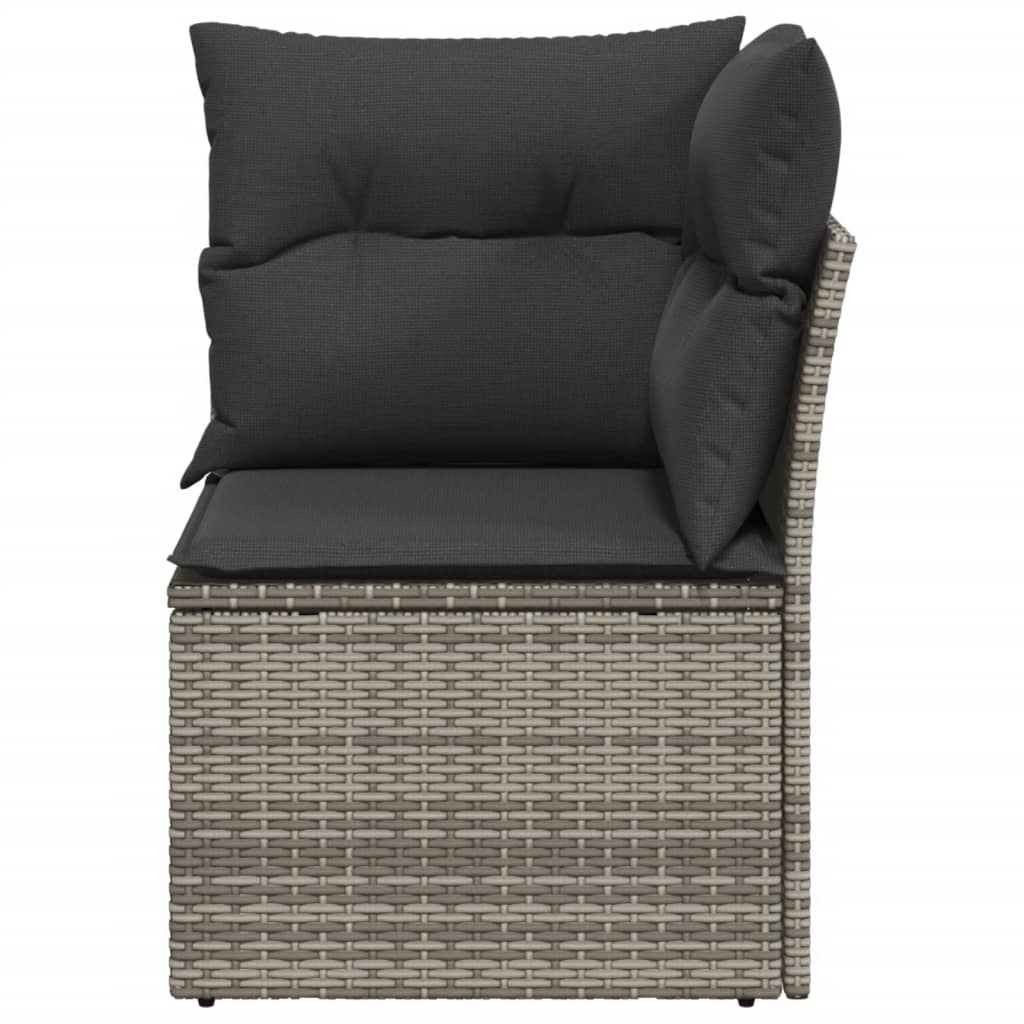 Divano Angolare da Giardino con Cuscini Grigio in Polyrattan 366113