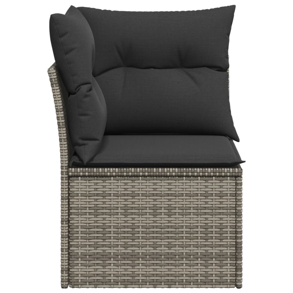 Divano Angolare da Giardino con Cuscini Grigio in Polyrattan 366113