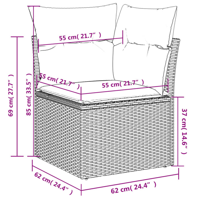 Divano Angolare da Giardino con Cuscini Grigio in Polyrattan 366113