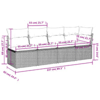 Divano da Giardino con Cuscini 4 Posti Grigio in Polyrattan 366115