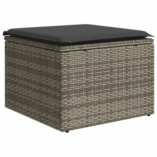 Sgabello Giardino con Cuscino Grigio 55x55x37 cm in Polyrattan 366117