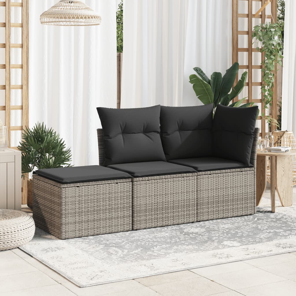 Sgabello Giardino con Cuscino Grigio 55x55x37 cm in Polyrattan 366117