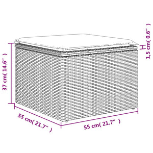 Sgabello Giardino con Cuscino Grigio 55x55x37 cm in Polyrattan 366117