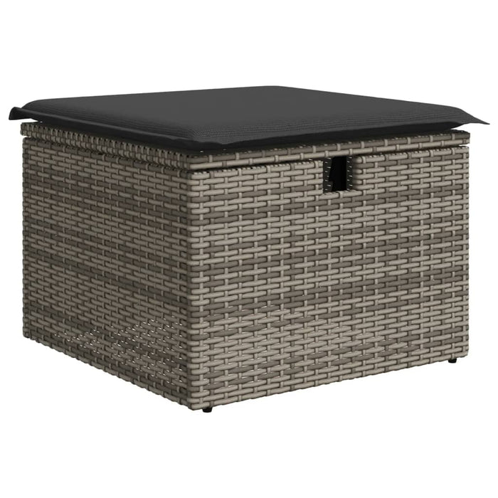 Sgabello Giardino con Cuscino Grigio 55x55x37 cm in Polyrattan 366118