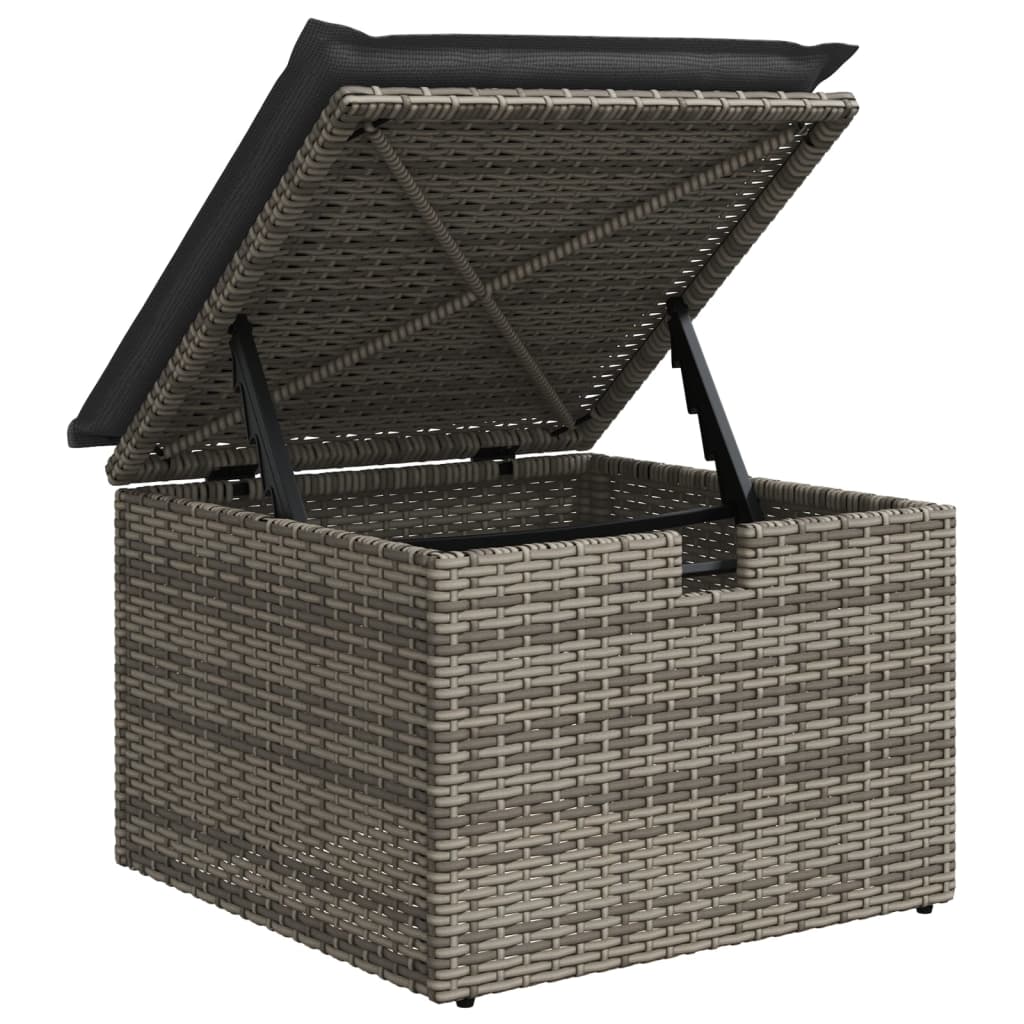 Sgabello Giardino con Cuscino Grigio 55x55x37 cm in Polyrattan 366118